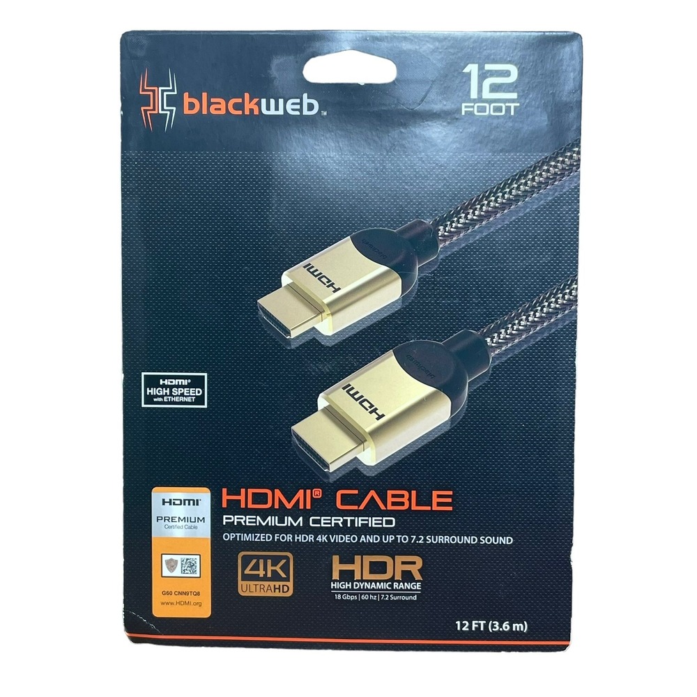 BlackWeb‎ 12 Foot HDMI Cable Premium Certified (New)